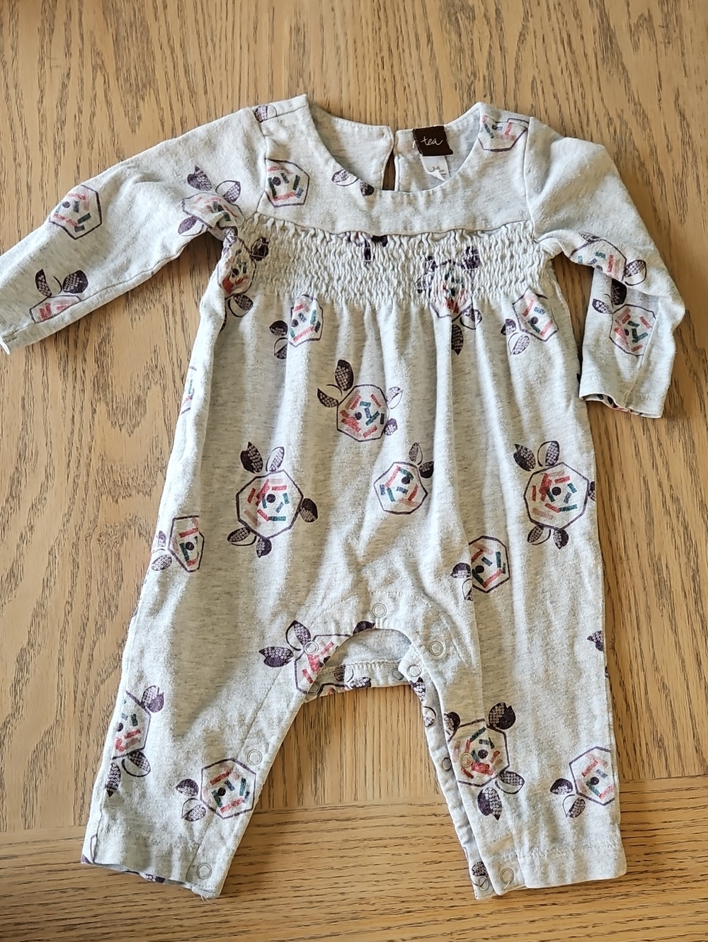 Tea Collection Floral Geometric Smocked Baby Romper - 3-6 Months